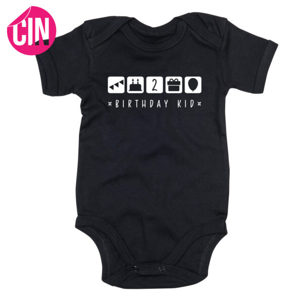 birthday kid romper korte mouw zwart cindysigns
