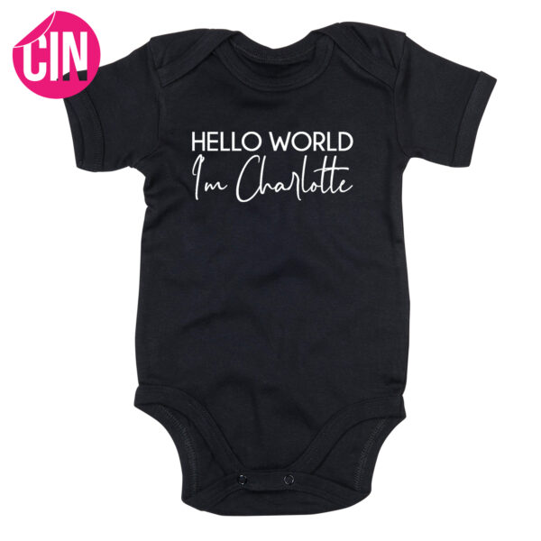 romper hello world korte mouw zwart