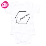 romper frame met naam korte mouw wit