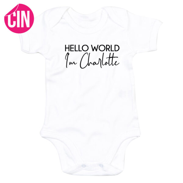 romper hello world korte mouw wit