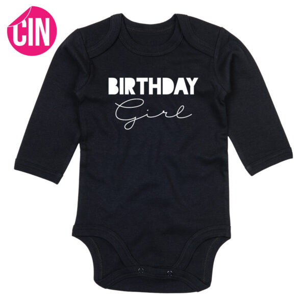 romper birthday girl lange mouw zwart cindysigns