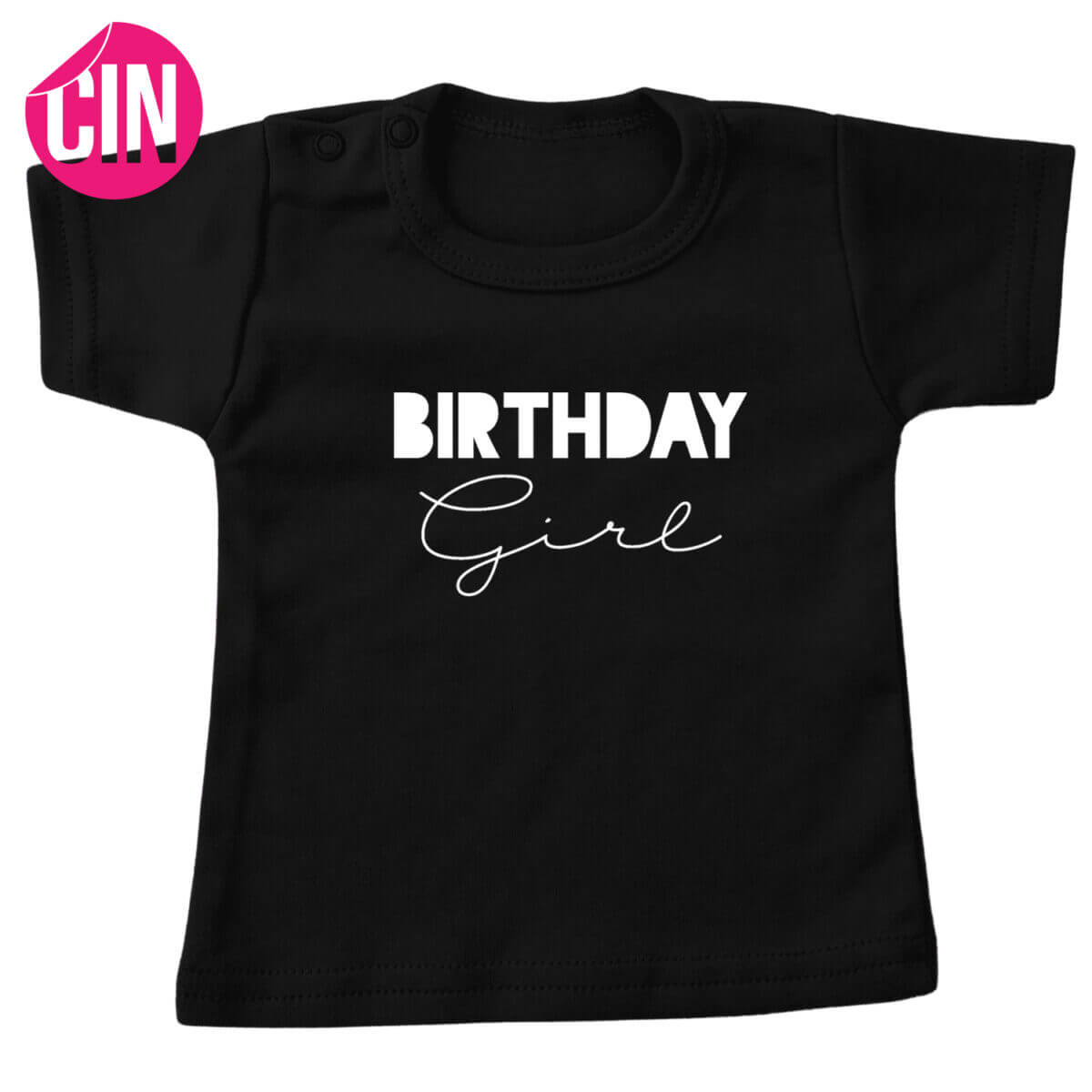 birthday girl t-shirt zwart cindysigns