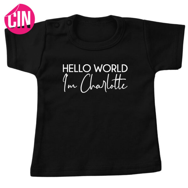 t-shirt hello world korte mouw zwart