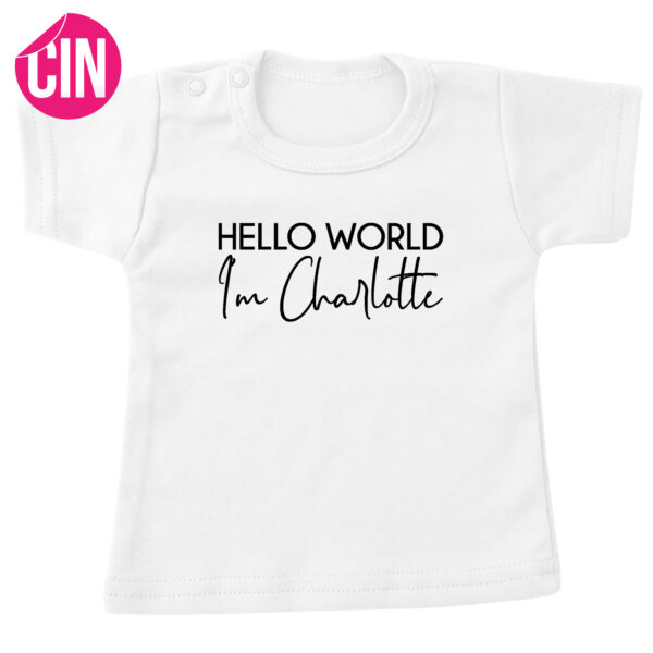 t-shirt hello world korte mouw wit