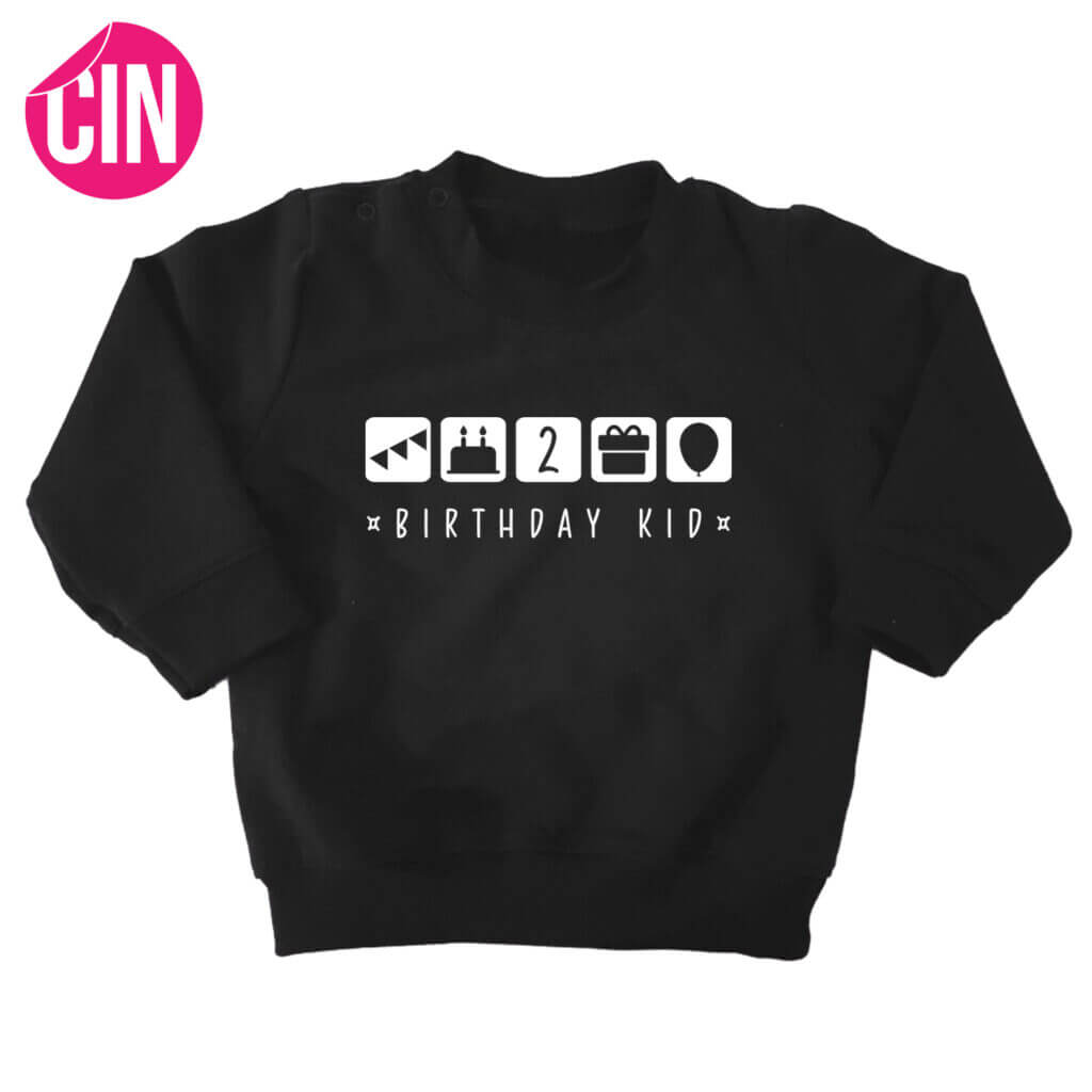 birthday kid sweater zwart cindysigns