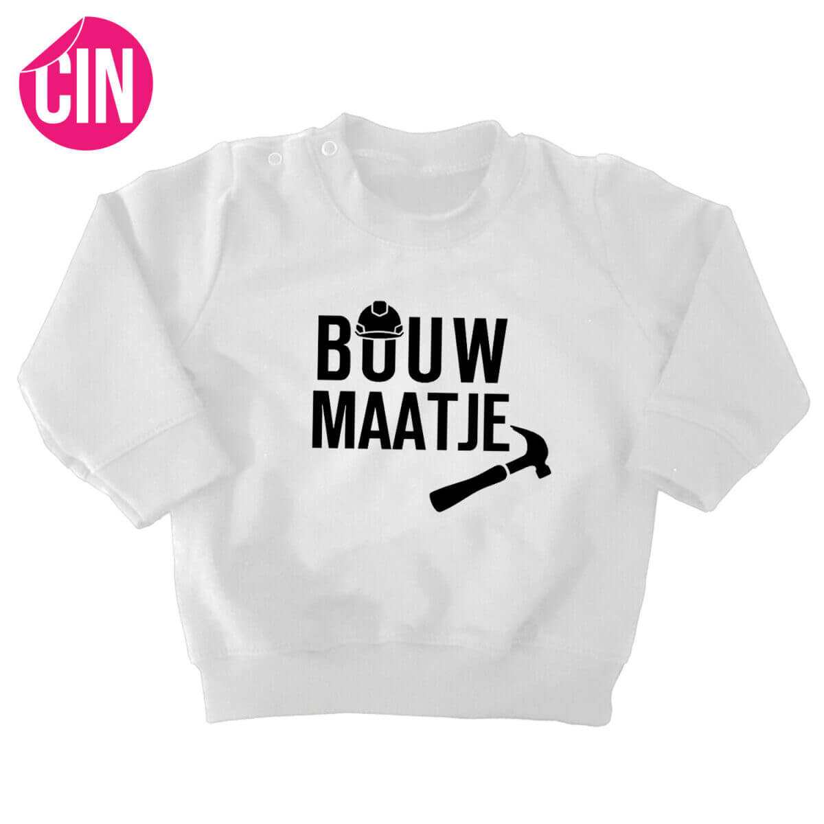 Sweater bouwmaatje wit cindysigns