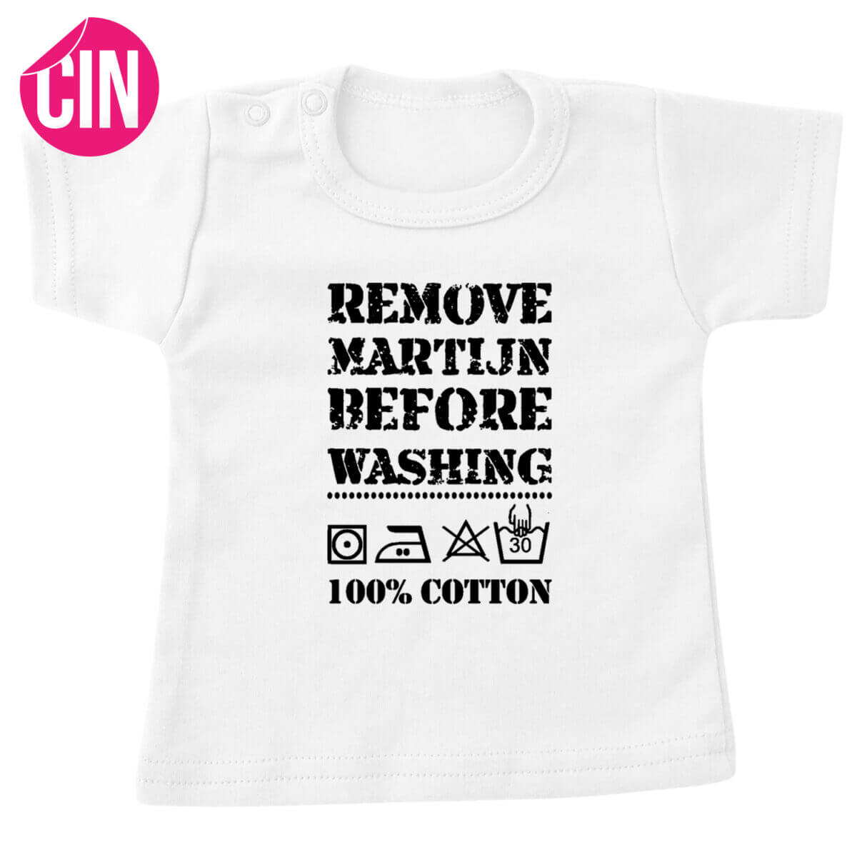 t-shirt remove baby korte mouw wit
