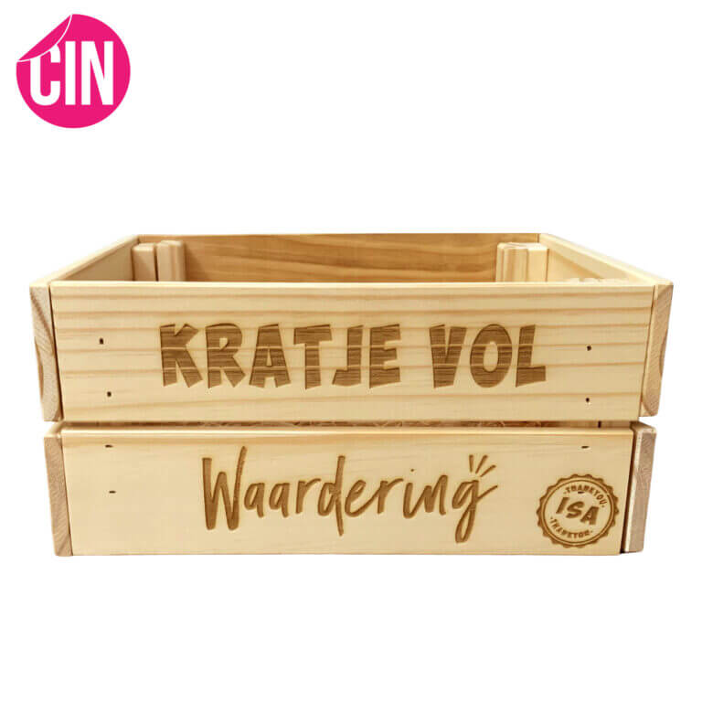 Kratje vol waardering! Houten kratje Cindysigns