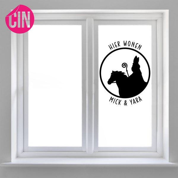 Raamsticker Sinterklaas "Hier wonen" Cindysigns